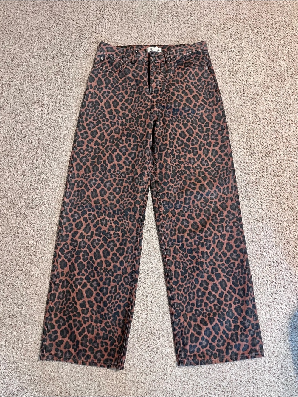 Madewell Brown Leopard-Print Straight-Leg Jeans
